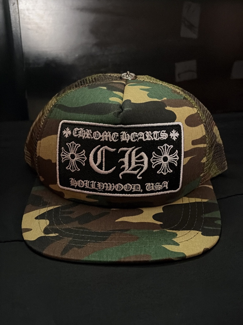 Authentic Chrome Hearts Camo Trucker Hat - Green Brown Black